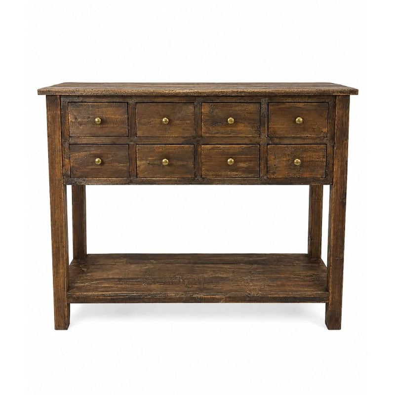 Rustic Farmhouse Reclaimed Solid Wood 2 Tier 8 Drawer Apothecary Console Table 107cm Rustic Farmhouse Reclaimed Solid Wood 2 Tier 8 Drawer Apothecary Console Table 107cm