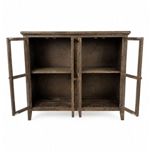Rustic Farmhouse Reclaimed Solid Wood 4 Glass Door Sideboard Display Cabinet 102cm Rustic Farmhouse Reclaimed Solid Wood 4 Glass Door Sideboard Display Cabinet 102cm