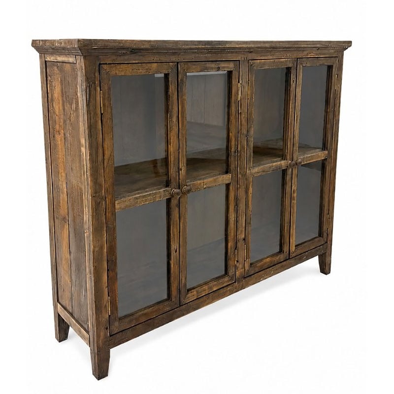 Rustic Farmhouse Reclaimed Solid Wood 4 Glass Door Sideboard Display Cabinet 102cm Rustic Farmhouse Reclaimed Solid Wood 4 Glass Door Sideboard Display Cabinet 102cm