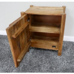 Rustic Solid Light Acacia Wood Mock Drawer 1 Door Bedside Cabinet