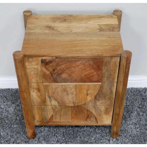 Rustic Solid Light Acacia Wood Mock Drawer 1 Door Bedside Cabinet