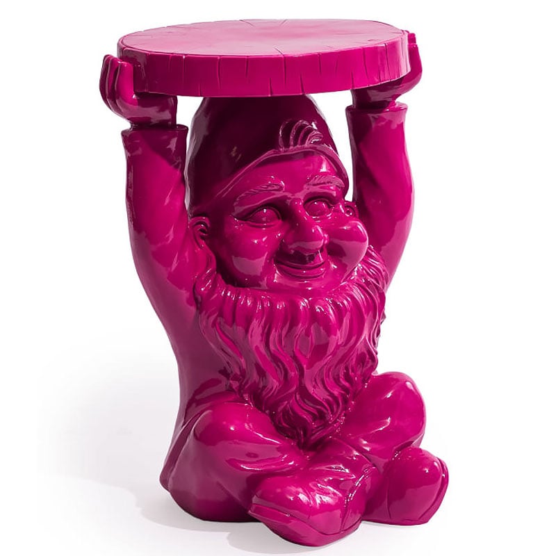 Vibrant Fuchsia Pink Resin Gnome Novelty Trunk Slice Side Table Vibrant Fuchsia Pink Resin Gnome Novelty Trunk Slice Side Table