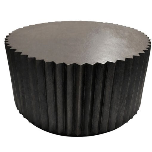 Boho Black Solid Mango Wood Carved Zigzag Star Coffee Table 70cm