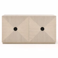 Boho Geometric Cream Light Wood Ribbed Carved 4 Door Large Sideboard 160cm