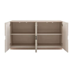 Boho Geometric Cream Light Wood Ribbed Carved 4 Door Large Sideboard 160cm