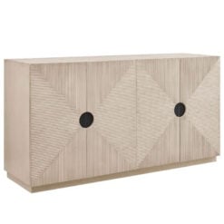 Boho Geometric Cream Light Wood Ribbed Carved 4 Door Large Sideboard 160cm