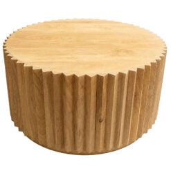 Boho Rustic Light Natural Solid Mango Wood Carved Zigzag Star Coffee Table 70cm
