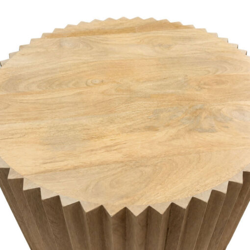 Boho Rustic Light Natural Solid Mango Wood Carved Zigzag Star Coffee Table 70cm