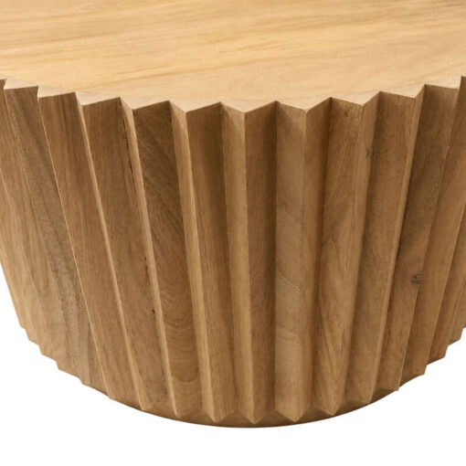 Boho Rustic Light Natural Solid Mango Wood Carved Zigzag Star Coffee Table 70cm