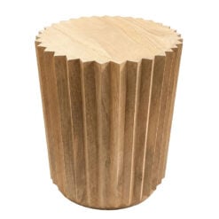 Boho Rustic Light Natural Solid Mango Wood Carved Zigzag Star End Side Table