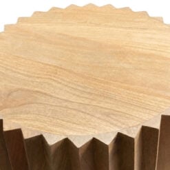 Boho Rustic Light Natural Solid Mango Wood Carved Zigzag Star End Side Table