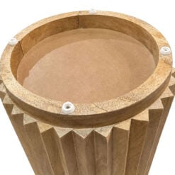 Boho Rustic Light Natural Solid Mango Wood Carved Zigzag Star End Side Table