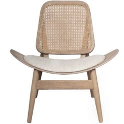 Boho Rustic Mid Century Light Elm Wood And Rattan Accent Chair With Upholstered Curved Seat Boho Rustic Mid Century Light Elm Wood And Rattan Accent Chair With Upholstered Curved Seat