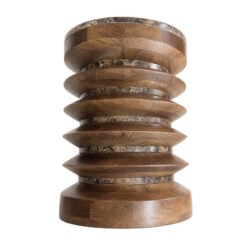 Boho Rustic Rich Brown Marble And Carved Solid Mango Wood Tiered End Side Table Boho Rustic Rich Brown Marble And Carved Solid Mango Wood Tiered End Side Table