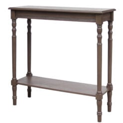 Country Cottage Dark Brown Wood Turned Carved Legs 2 Tier Slim Console Table 80cm