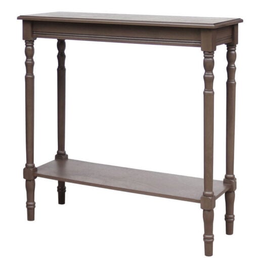 Country Cottage Dark Brown Wood Turned Carved Legs 2 Tier Slim Console Table 80cm