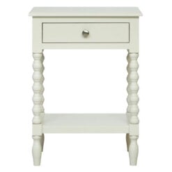 Country Cottage White Wood Turned Carved Legs 1 Drawer 2 Tier Side Table Bedside Cabinet