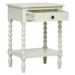 Country Cottage White Wood Turned Carved Legs 1 Drawer 2 Tier Side Table Bedside Cabinet