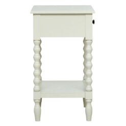 Country Cottage White Wood Turned Carved Legs 1 Drawer 2 Tier Side Table Bedside Cabinet