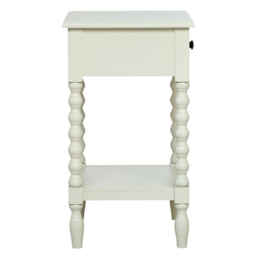 Country Cottage White Wood Turned Carved Legs 1 Drawer 2 Tier Side Table Bedside Cabinet