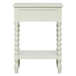 Country Cottage White Wood Turned Carved Legs 1 Drawer 2 Tier Side Table Bedside Cabinet