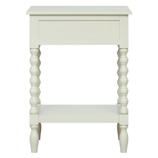 Country Cottage White Wood Turned Carved Legs 1 Drawer 2 Tier Side Table Bedside Cabinet