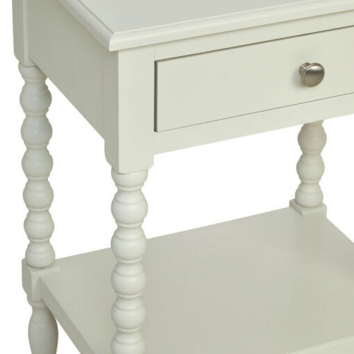 Country Cottage White Wood Turned Carved Legs 1 Drawer 2 Tier Side Table Bedside Cabinet