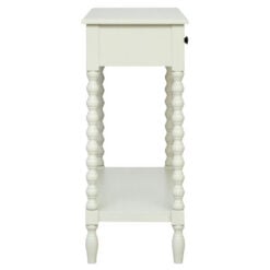 Country Cottage White Wood Turned Carved Legs 2 Drawer 2 Tier Console Table 91cm