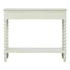 Country Cottage White Wood Turned Carved Legs 2 Drawer 2 Tier Console Table 91cm