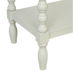 Country Cottage White Wood Turned Carved Legs 2 Drawer 2 Tier Console Table 91cm