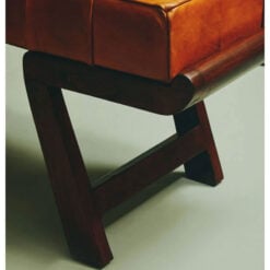 Industrial Inca Tan Brown Tufted Genuine Leather Angular Bench With Dark Wood Legs Industrial Inca Tan Brown Tufted Genuine Leather Angular Bench With Dark Wood Legs