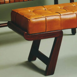 Industrial Inca Tan Brown Tufted Genuine Leather Angular Bench With Dark Wood Legs Industrial Inca Tan Brown Tufted Genuine Leather Angular Bench With Dark Wood Legs