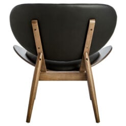 Mid Century Black Faux Leather And Elm Wood Tufted Accent Chair With A Curved Seat