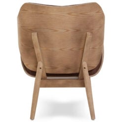 Mid Century Brown Faux Leather And Wood Tufted Winged Accent Chair With A Curved Seat Mid Century Brown Faux Leather And Wood Tufted Winged Accent Chair With A Curved Seat
