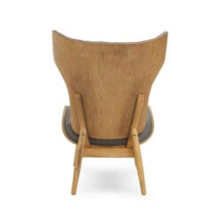 Mid Century Grey Velvet And Light Wood Tufted Winged High Back Accent Chair With A Curved Seat Mid Century Grey Velvet And Light Wood Tufted Winged High Back Accent Chair With A Curved Seat