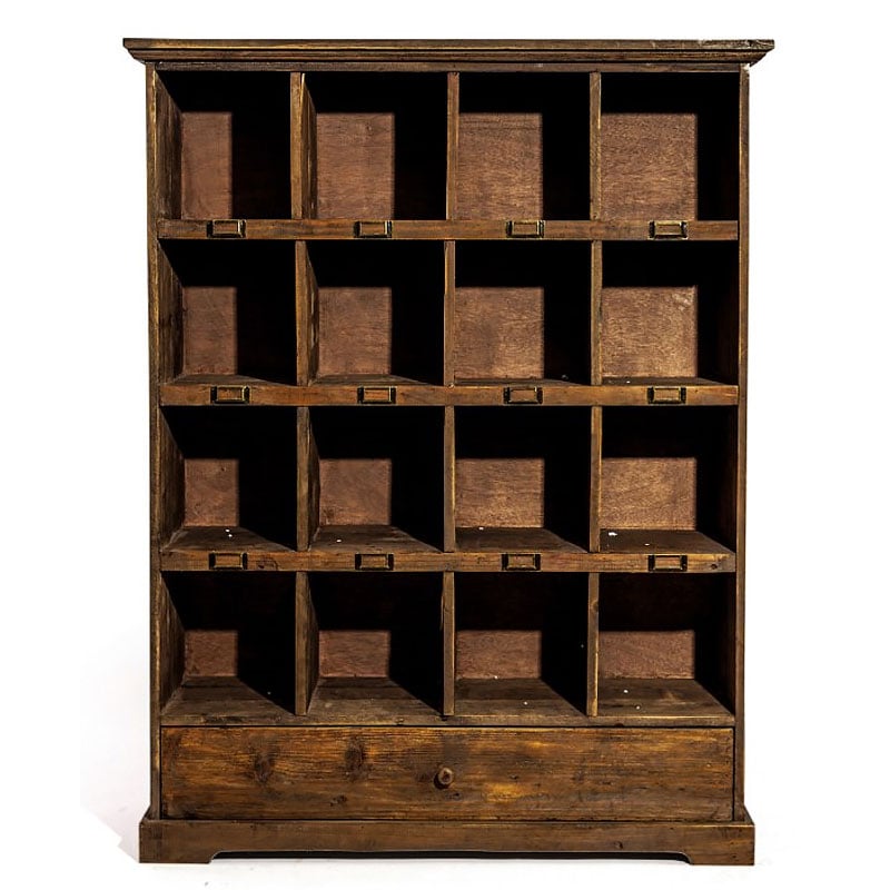 Rustic Reclaimed Dark Fir Wood Multi Shelf Freestanding Pigeonhole Storage Cabinet Unit 135cm Rustic Reclaimed Dark Fir Wood Multi Shelf Freestanding Pigeonhole Storage Cabinet Unit 135cm