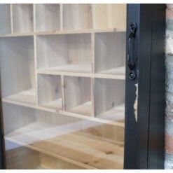 Boho Rustic Angled Solid Distressed Black Fir Wood And Sliding Glass Door Multi Compartment Printers Tray Wall Display Cabinet Wall Shelf 91cm Boho Rustic Angled Solid Distressed Black Fir Wood And Sliding Glass Door Multi Compartment Printers Tray Wall Display Cabinet Wall Shelf 91cm