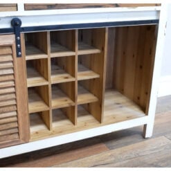 Boho Rustic Multi Drawer Solid Light Wood And White Wine Drinks Bar Cabinet With A Fold-Down Bar Counter And A Sliding Door 115cm Boho Rustic Multi Drawer Solid Light Wood And White Wine Drinks Bar Cabinet With A Fold-Down Bar Counter And A Sliding Door 115cm