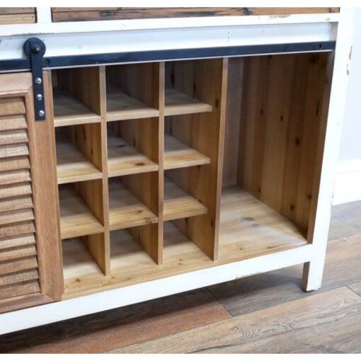 Boho Rustic Multi Drawer Solid Light Wood And White Wine Drinks Bar Cabinet With A Fold-Down Bar Counter And A Sliding Door 115cm Boho Rustic Multi Drawer Solid Light Wood And White Wine Drinks Bar Cabinet With A Fold-Down Bar Counter And A Sliding Door 115cm