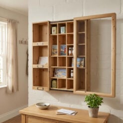 Boho Rustic Solid Light Fir Wood And Sliding Glass Door Multi Compartment Printers Tray Wall Display Cabinet Wall Shelf 70cm Boho Rustic Solid Light Fir Wood And Sliding Glass Door Multi Compartment Printers Tray Wall Display Cabinet Wall Shelf 70cm