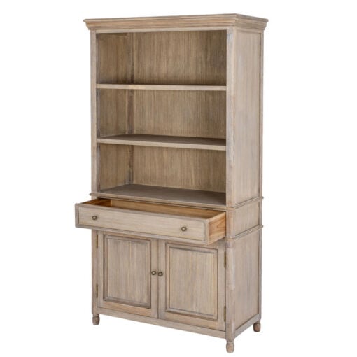 Hamptons Rustic Country Farmhouse Solid Light Wood 1 Drawer 2 Door Sideboard Display Dresser Bookcase 185cm