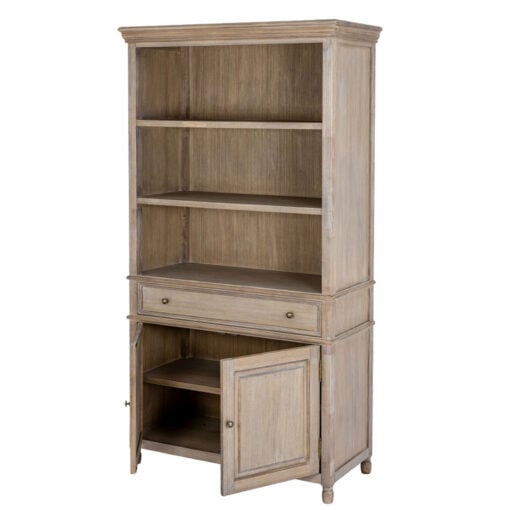 Hamptons Rustic Country Farmhouse Solid Light Wood 1 Drawer 2 Door Sideboard Display Dresser Bookcase 185cm