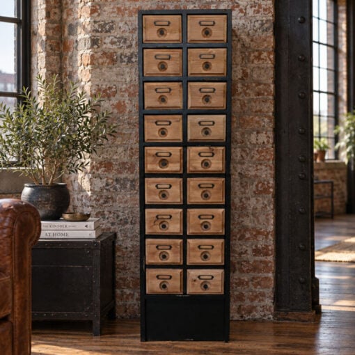 Industrial Boho Rustic Multi Drawer Apothecary Style Black And Light Solid Wood Cabinet Chest Of Drawers 122cm Industrial Boho Rustic Multi Drawer Apothecary Style Black And Light Solid Wood Cabinet Chest Of Drawers 122cm