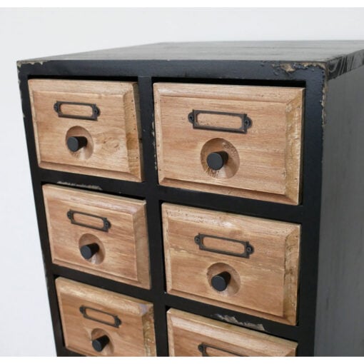 Industrial Boho Rustic Multi Drawer Apothecary Style Black And Light Solid Wood Cabinet Chest Of Drawers 122cm Industrial Boho Rustic Multi Drawer Apothecary Style Black And Light Solid Wood Cabinet Chest Of Drawers 122cm