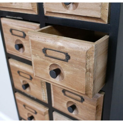 Industrial Boho Rustic Multi Drawer Apothecary Style Black And Light Solid Wood Cabinet Chest Of Drawers 122cm Industrial Boho Rustic Multi Drawer Apothecary Style Black And Light Solid Wood Cabinet Chest Of Drawers 122cm