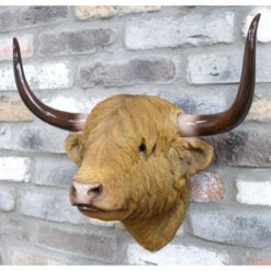 Large Wall Mounted Resin Highland Cow Head With Horns Sculpture Wall Art 51cm