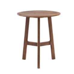 Scandi Japandi Mid Century Round Tripod Solid Walnut Wood Side Table End Table 57cm