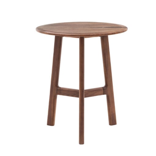 Scandi Japandi Mid Century Round Tripod Solid Walnut Wood Side Table End Table 57cm