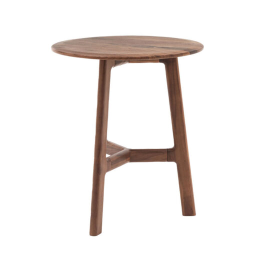 Scandi Japandi Mid Century Round Tripod Solid Walnut Wood Side Table End Table 57cm