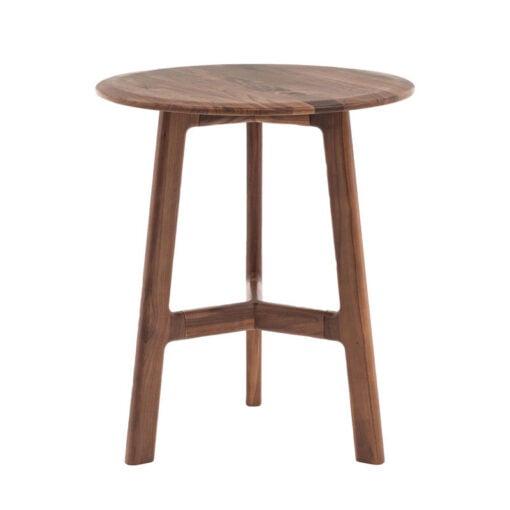 Scandi Japandi Mid Century Round Tripod Solid Walnut Wood Side Table End Table 57cm